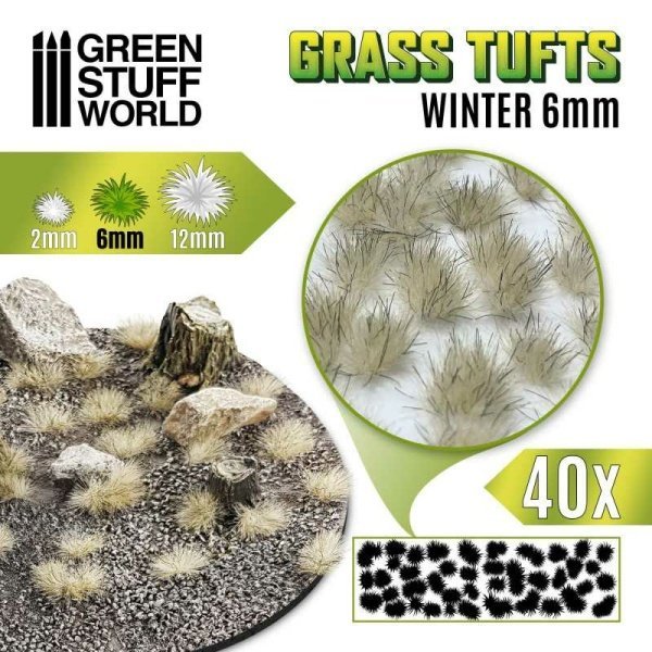 Green Stuff World - Touffes d'herbe - 6mm - Auto-Adhésif - Blanc hiver