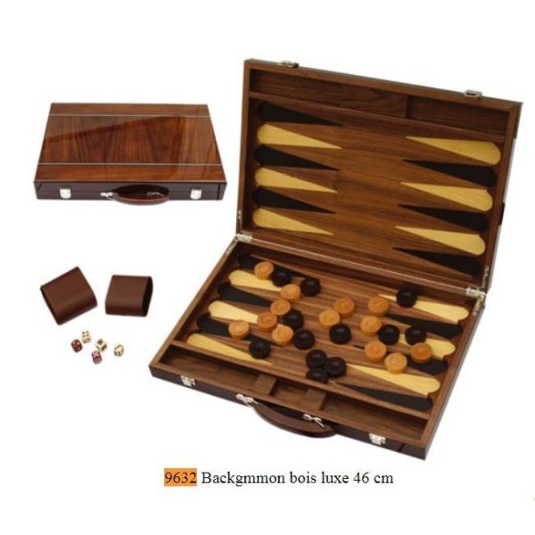 Backgammon bois marqueté luxe 46 cm