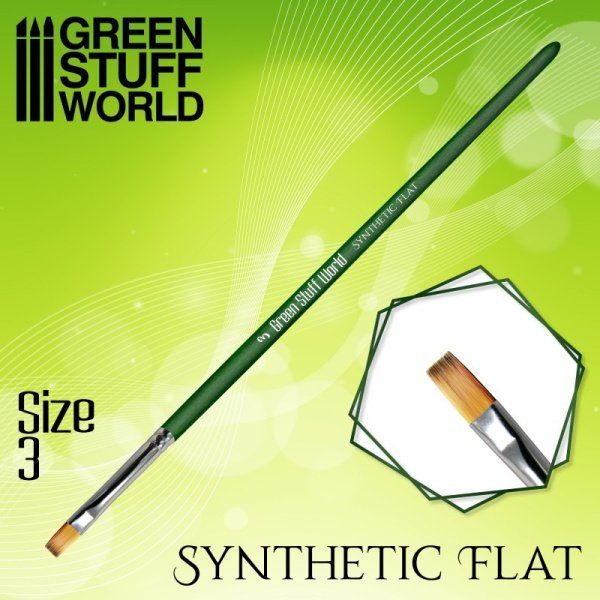 Green Stuff World - Green Series Flat Synthetic Brush Size 3 / Pinceau Synthétique Plat Taille 3
