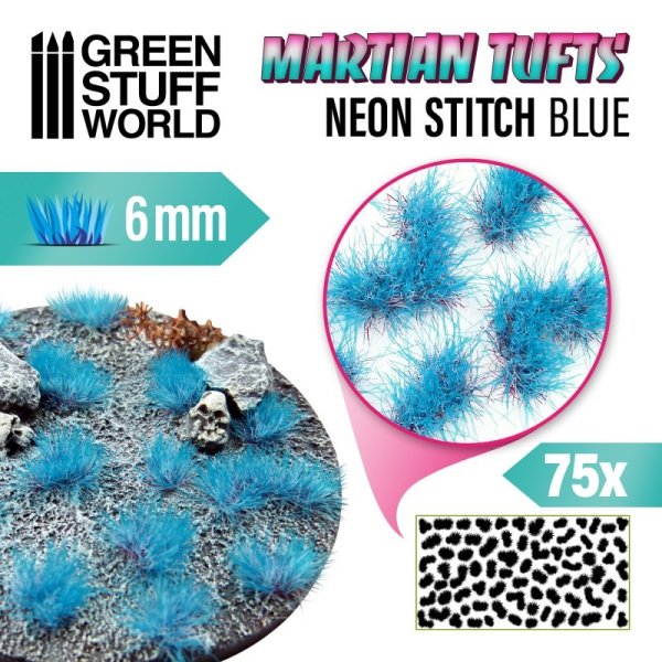 Green Stuff World - Touffes d'herbe martienne - Neon stitch blue