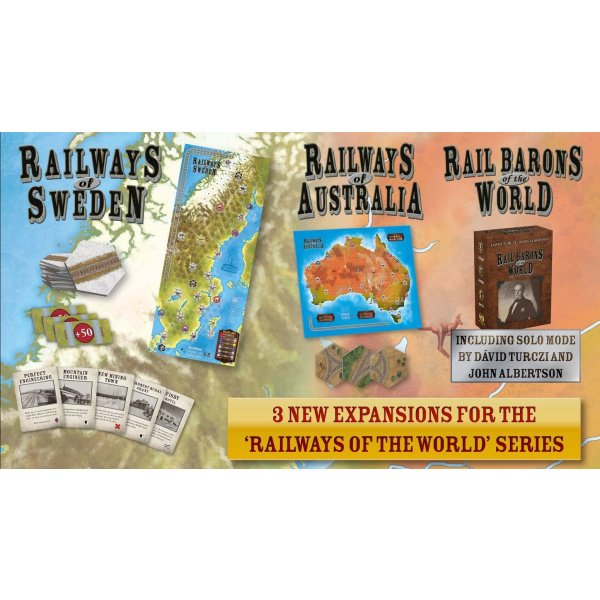 Railways of Sweden, Australia, & Rail Barons of the World (Kickstarter edition)