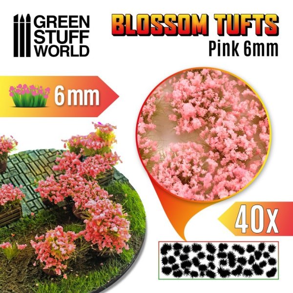 Green Stuff World - Touffes de Fleurs - 6mm - Auto-Adhésif - Rose