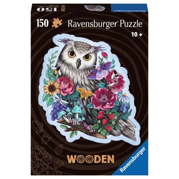 Puzzle en Bois - Forme - 150 pièces - Hibou floral