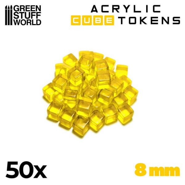 Green Stuff World - Jetons Cubes Jaunes 8mm