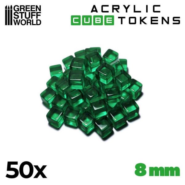 Green Stuff World - Jetons Cubes Verts 8mm