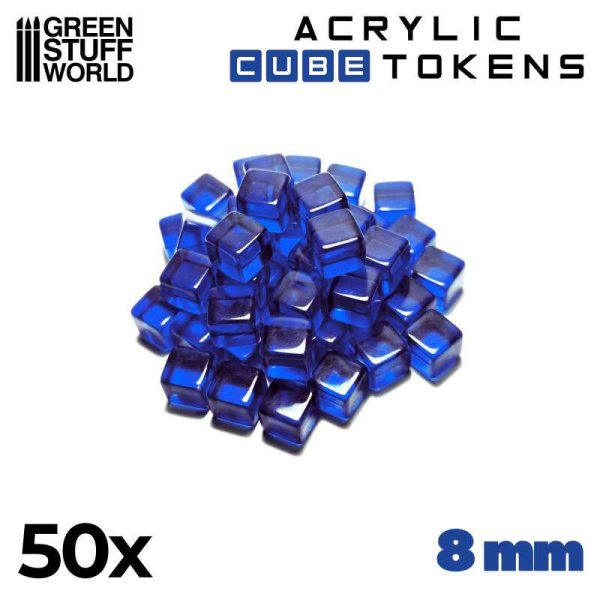Green Stuff World - Jetons Cubes Bleus 8mm