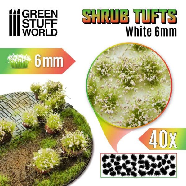 Green Stuff World - Touffes de Buissons - 6mm - Auto-Adhésif - Blanc