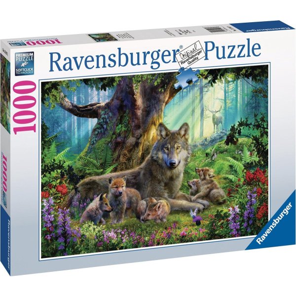 Puzzle 1000 Pces - Famille de loup dans la forêt