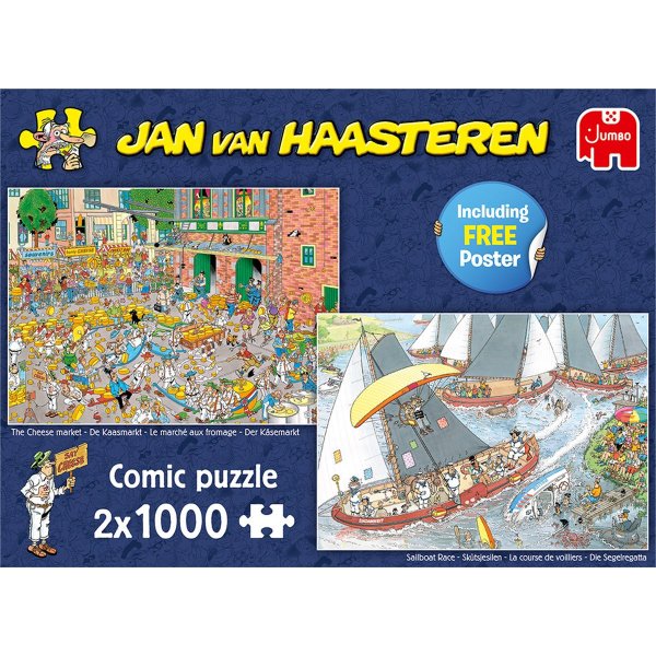 Puzzle Jan Van Haasteren - 2x1000 pièces - Marché au fromages & Course de voiliers