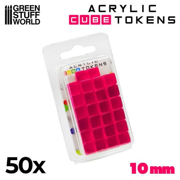 Green Stuff World - Jetons - Cubes Roses 10mm
