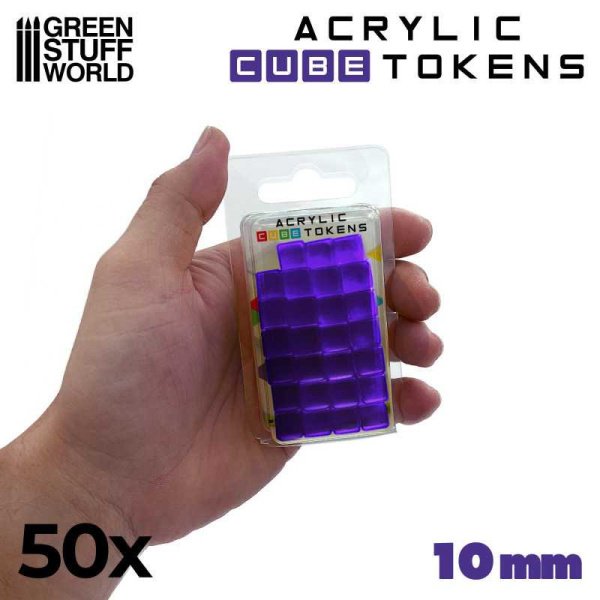 Green Stuff World - Jetons Cubes Violets 10mm