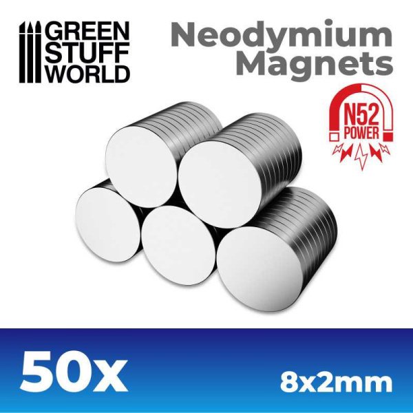 Green Stuff World - Aimants Néodymes 8x2mm - 50 units (N52)