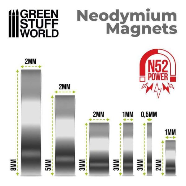 Green Stuff World - Aimants Néodymes 8x2mm - 50 units (N52) – Image 2
