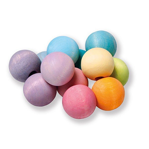 Hochet Perles et élastique Pastel