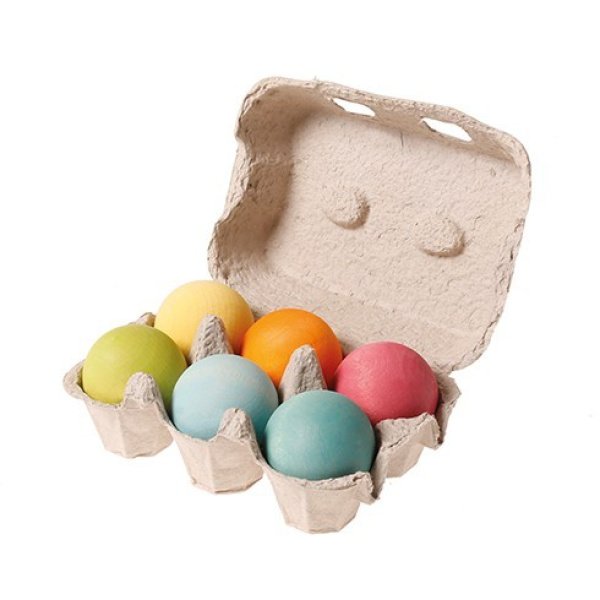 6 Boules en Bois Pastel