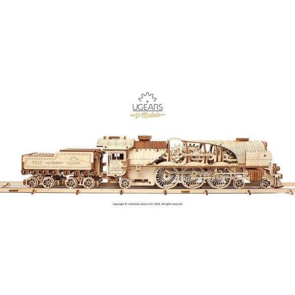 Ugears - kit de construction - Train à vapeur v-express avec tendeur