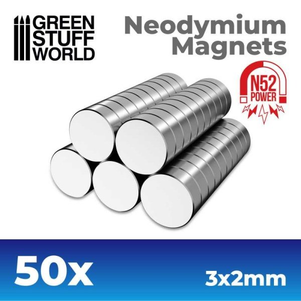 Green Stuff World - Aimants néodymes 3x2mm - 50 units (N52)