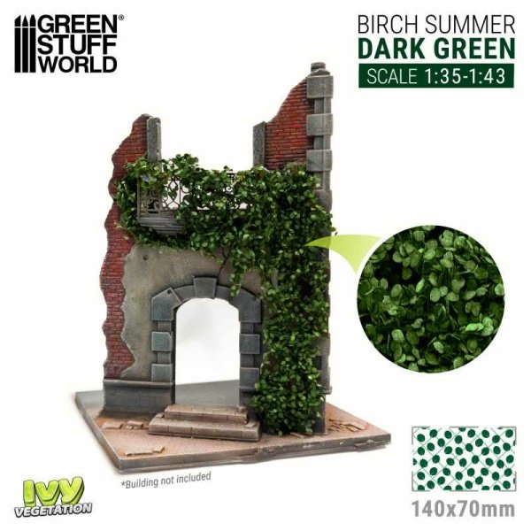 Green Stuff World - Feuillage lierre miniature - Bouleau vert foncé - Large