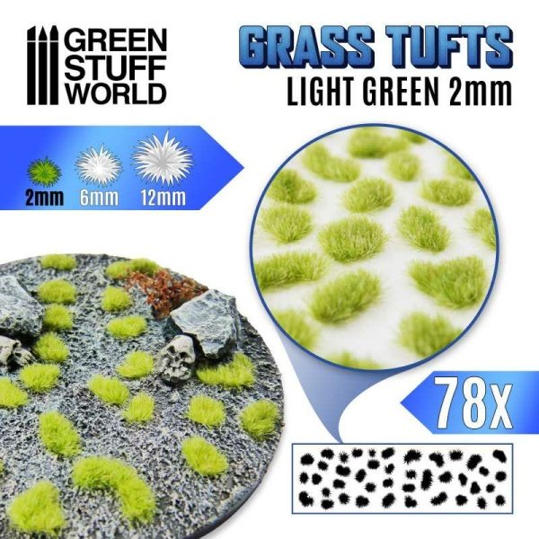 Green Stuff World - Touffes d'herbe - 2mm - Auto-Adhésif - Vert clair