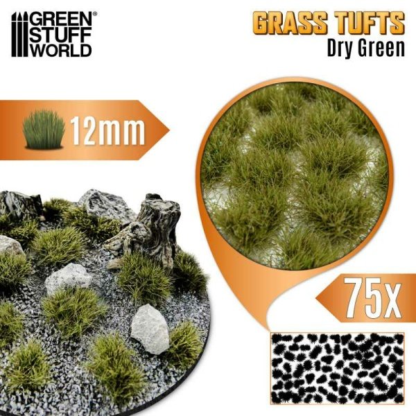 Green Stuff World - Touffes d'herbe - Tuft 12 mm - Vert Sec