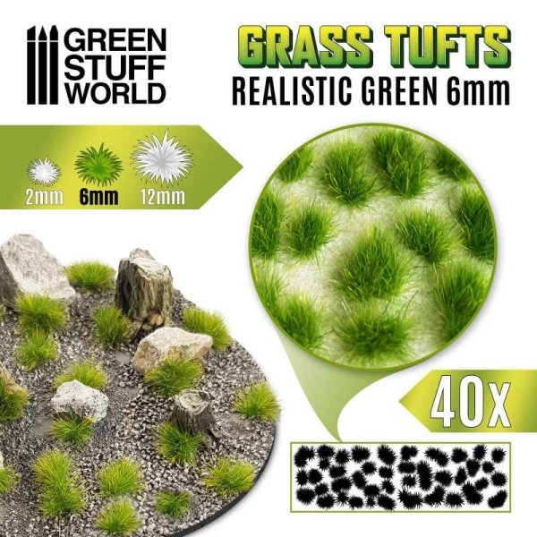 Green Stuff World - Touffes d'herbe - 6mm - Auto-Adhésif - Vert réaliste