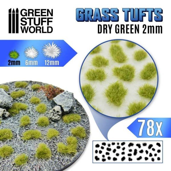 Green Stuff World - Touffes d'herbe - 2mm - Auto-Adhésif - Vert sec