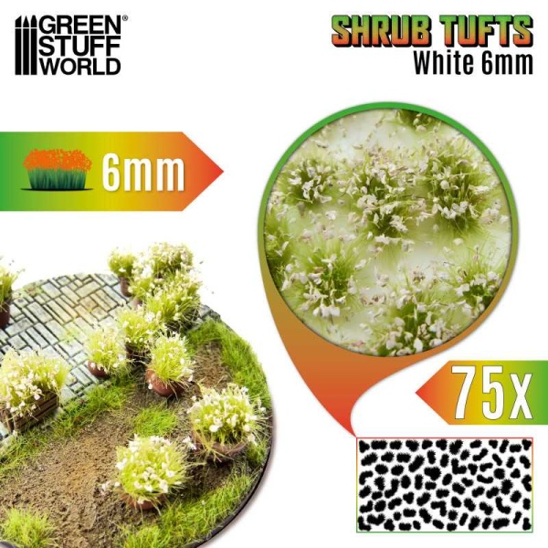 Green Stuff World - Touffes de Buissons 6mm Auto-Adhésif - Blanc