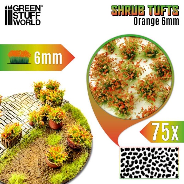 Green Stuff World - Touffes de Buissons 6mm Auto-Adhésif - Orange