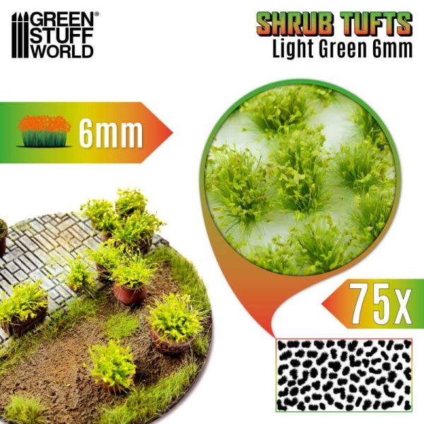 Green Stuff World - Touffes de Buissons 6mm Auto-Adhésif - Vert clair